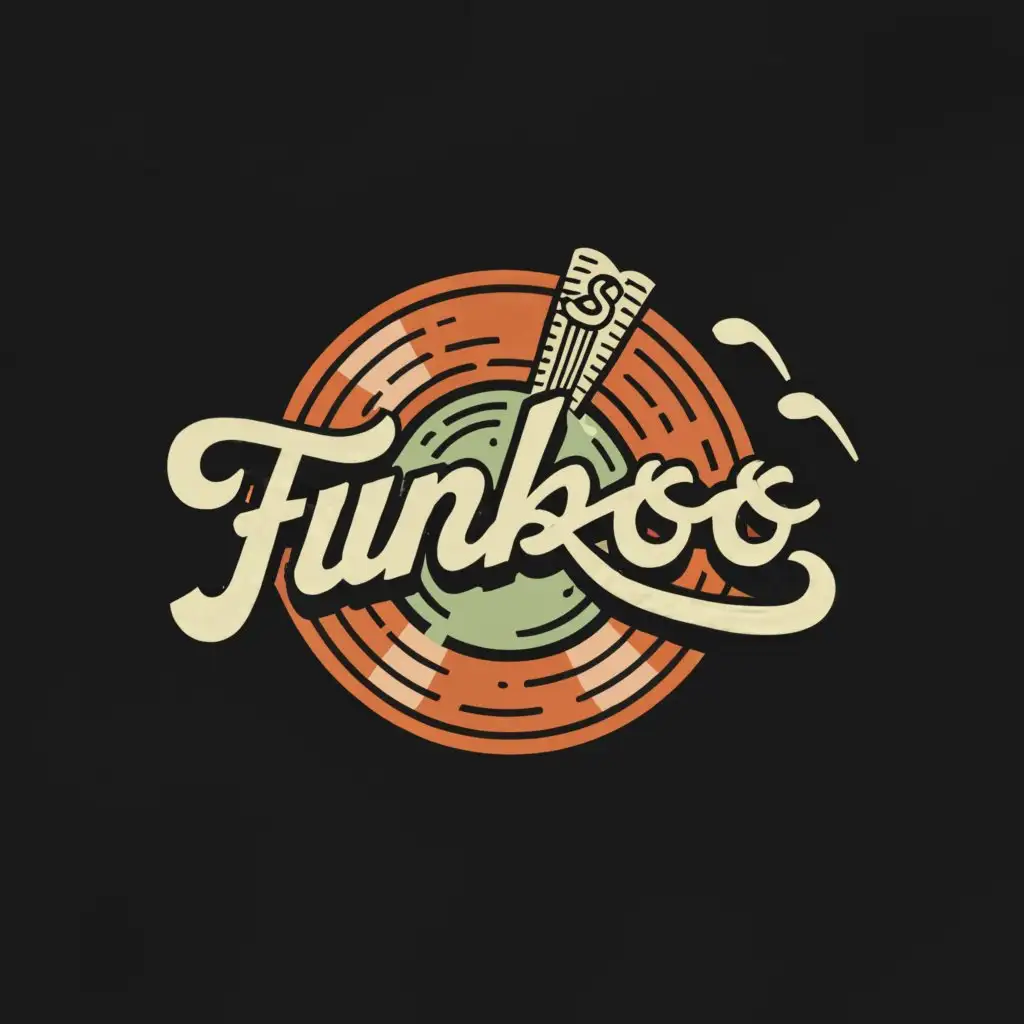 a logo design,with the text "FUNKOO", main symbol:Logo record vinyl record store japan  obi funky music quality,Moderate,clear background