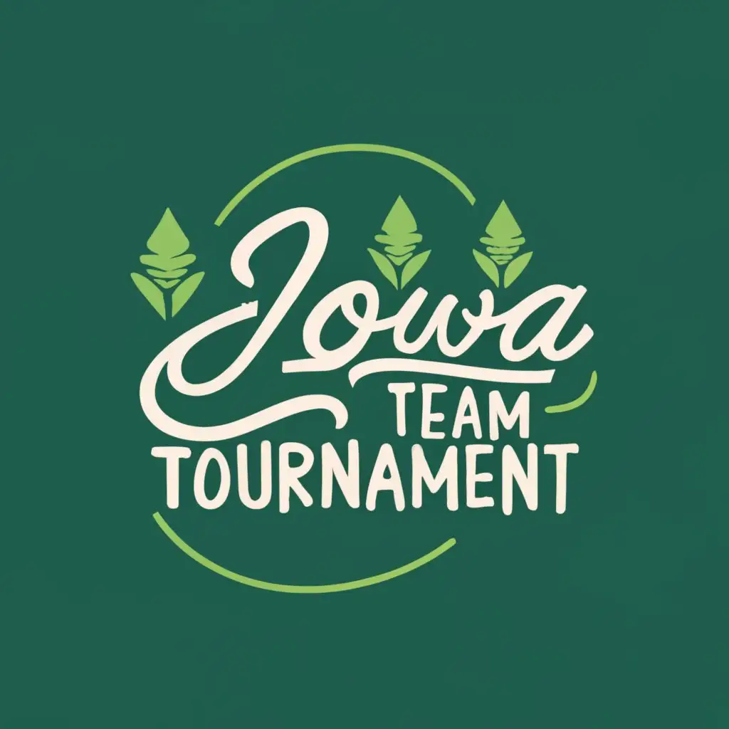 logo, Trees and grass, with the text "Iowa Team Tournament", typography, be used in Events industry