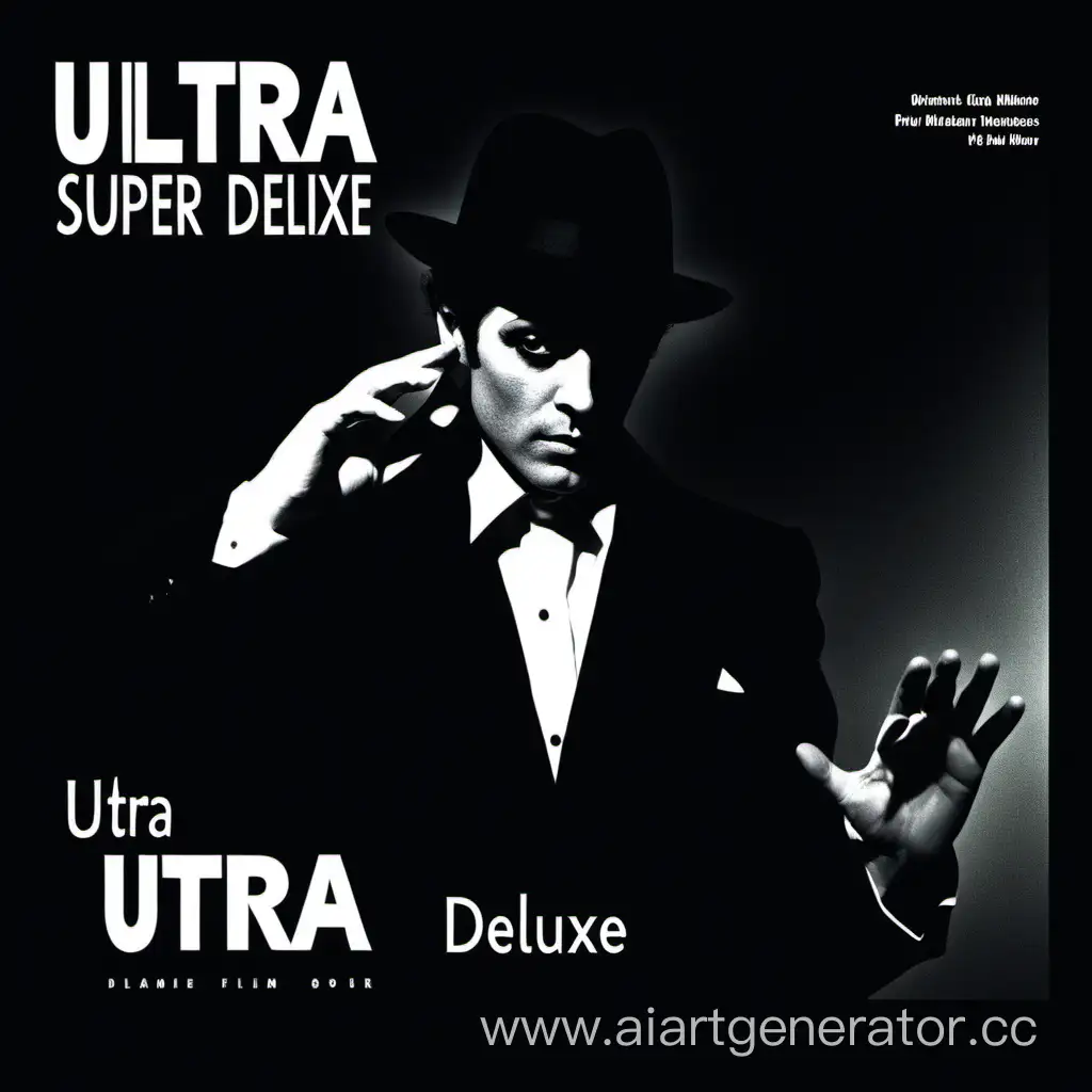 Обложка альбома под названием Ultra super deluxe в стиле семидесятых фильмов нуар