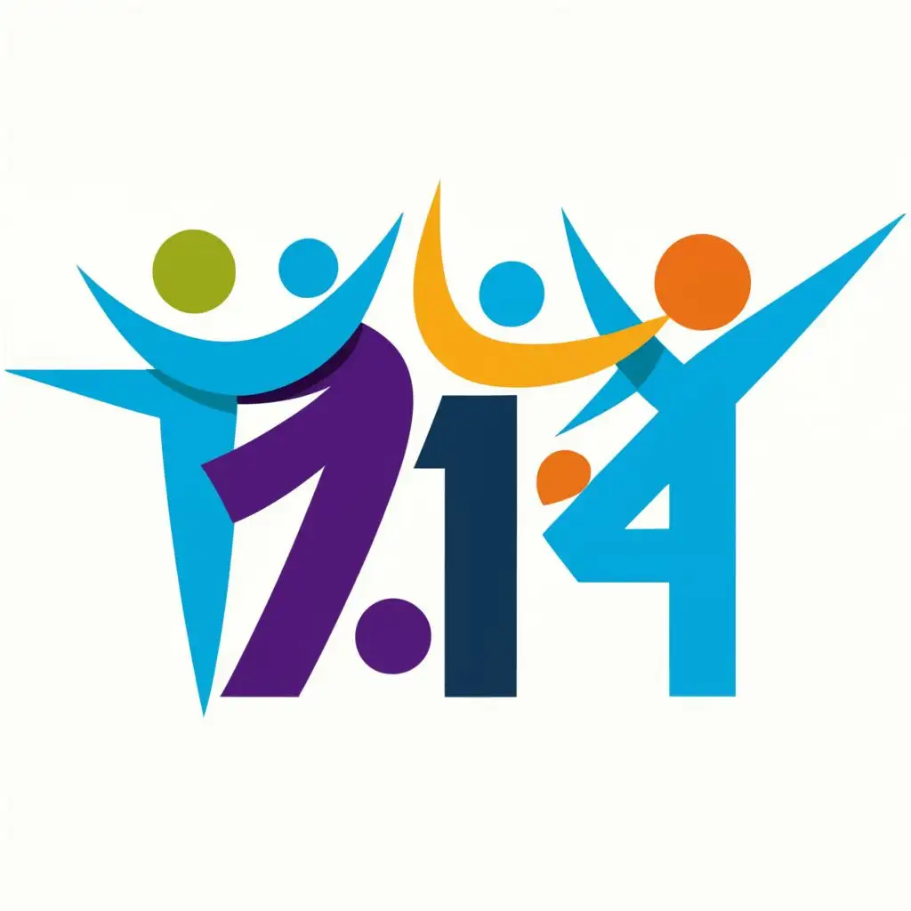 logo, people rise together, with the text "71", typography