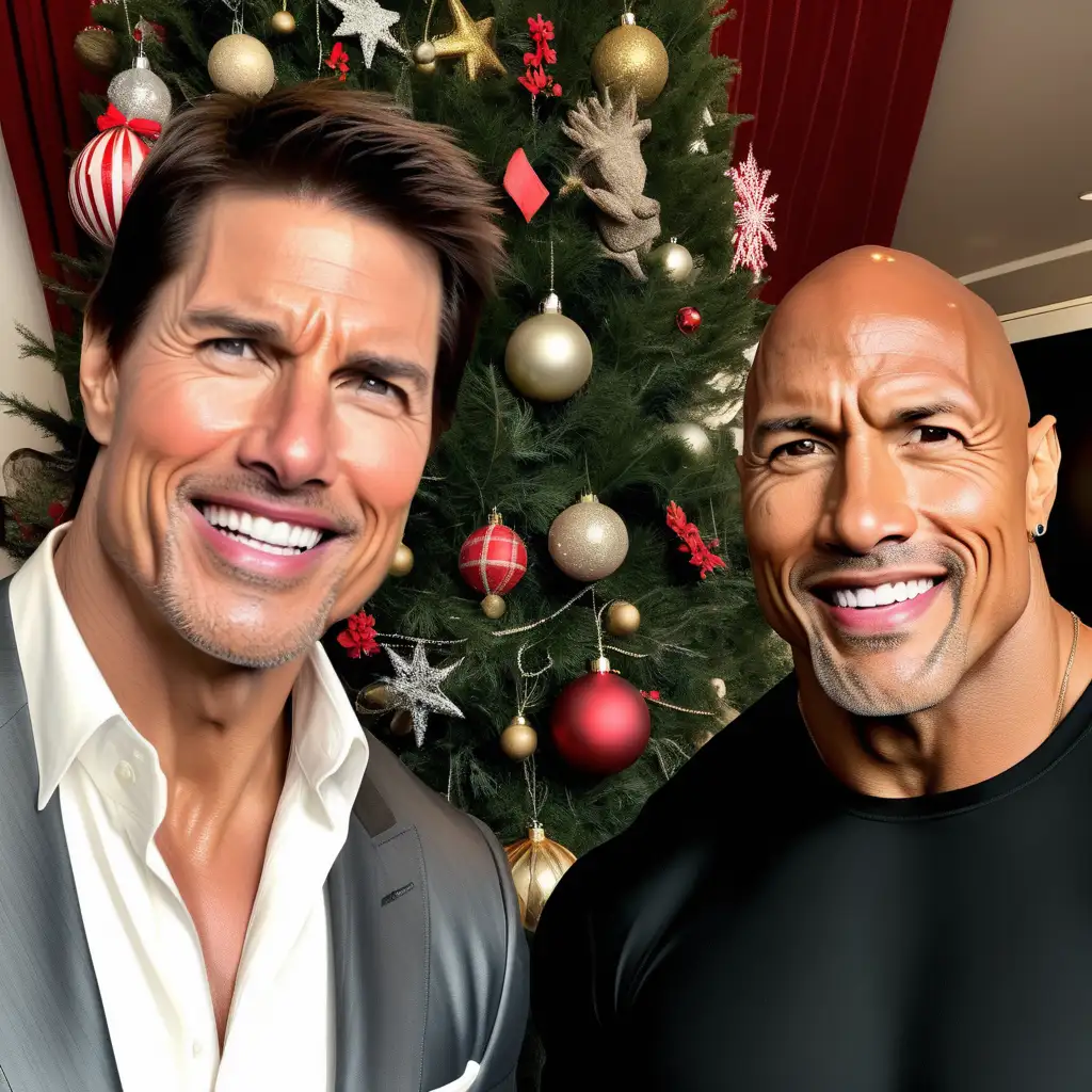 Tom Cruise and Dwayne Johnson Celebrate Christmas Together in Festive Photo