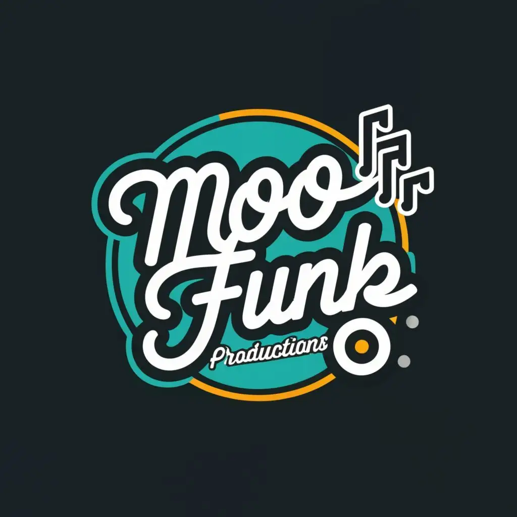 logo, Music, with the text ""Moo-Funk Productions"", typography, be used in Technology industry
