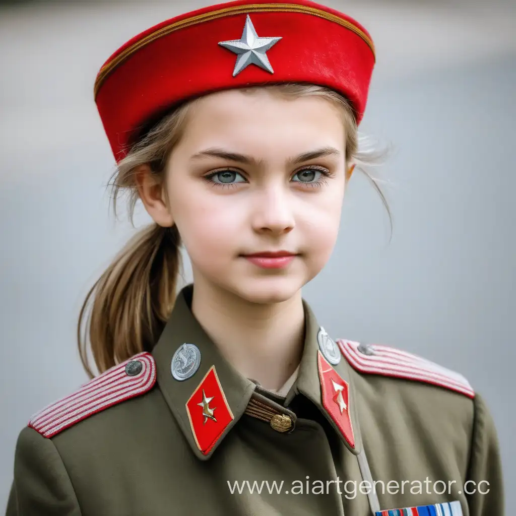 Young-Woman-in-Striking-Red-Army-Uniform