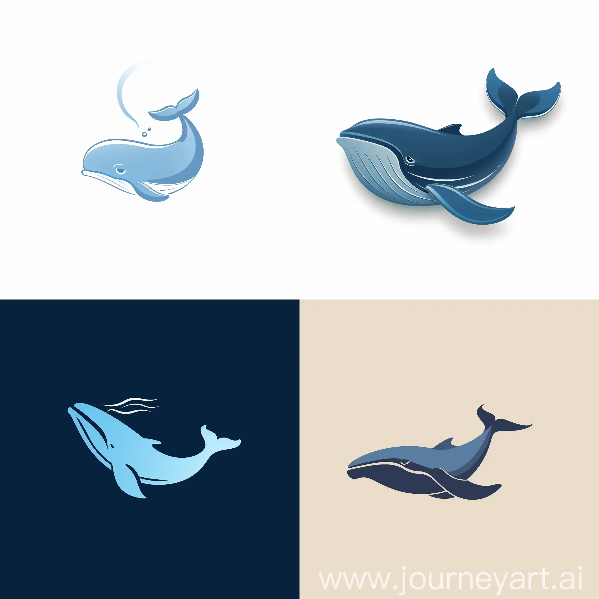 a logo of a whispering blue whale
