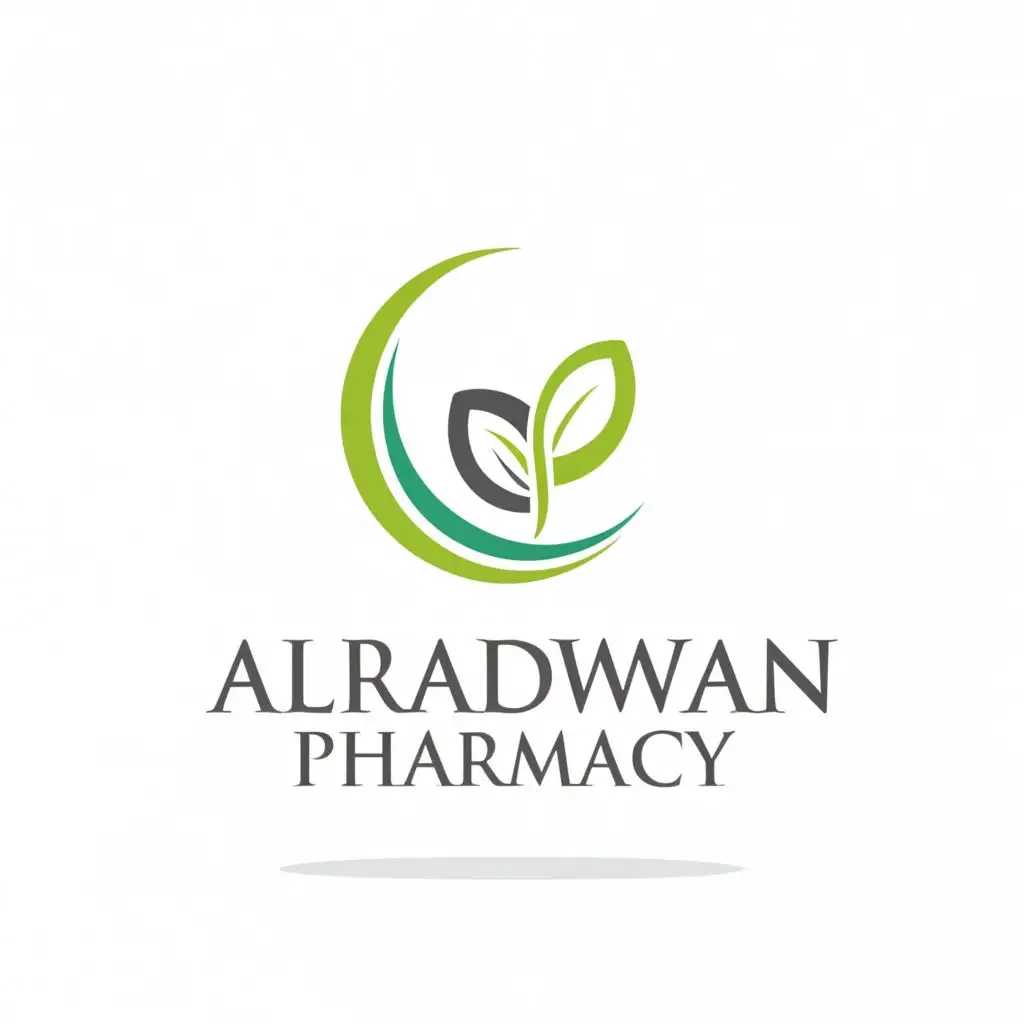 a logo design,with the text "alradwan pharmacy", main symbol:crescent leaf, be used in Medical Dental industry