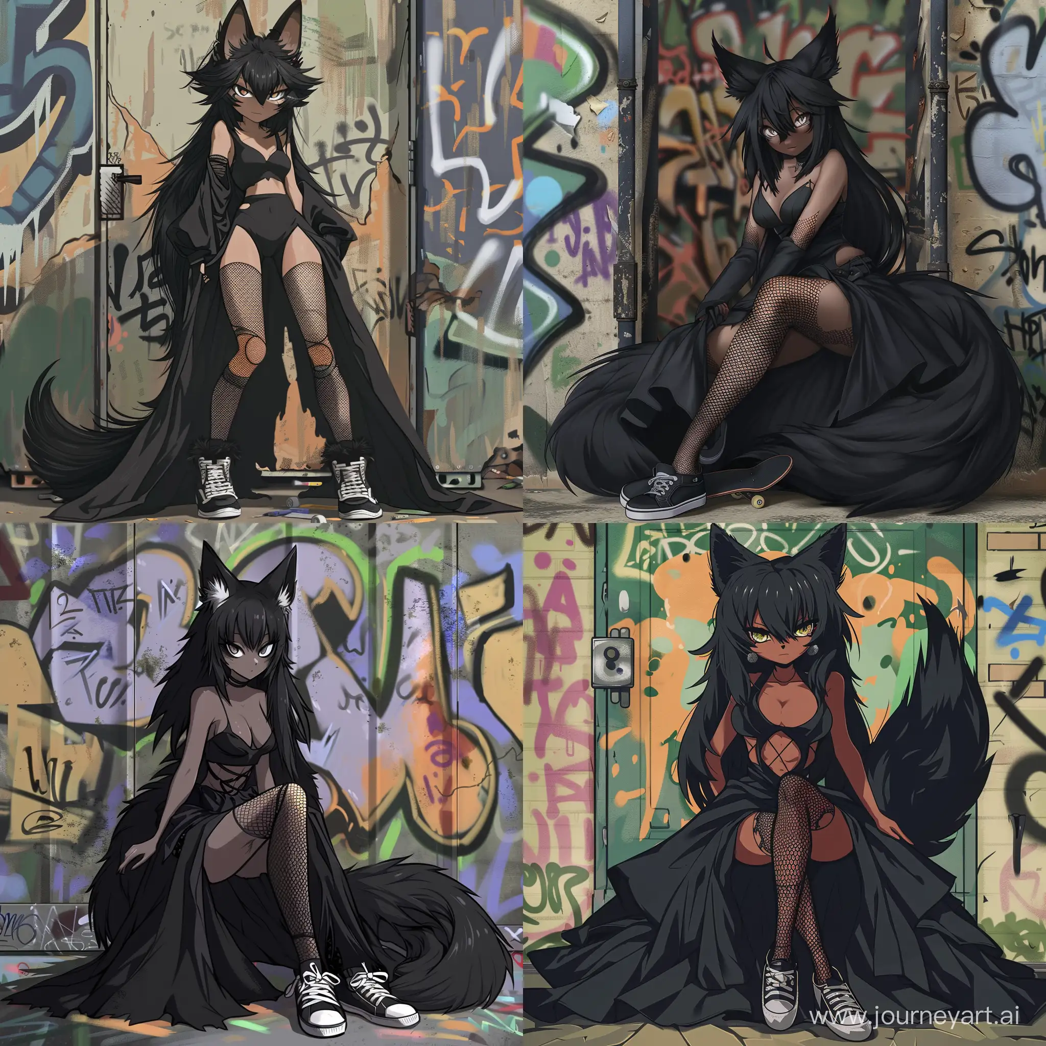Sassy-Black-Fox-Anthro-Girl-in-Urban-Graffiti-Setting