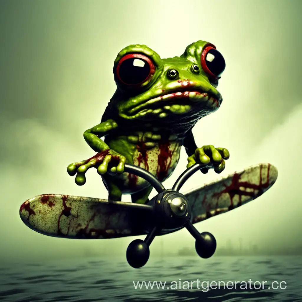 Whimsical-Zombie-Frog-Flying-with-a-Propeller