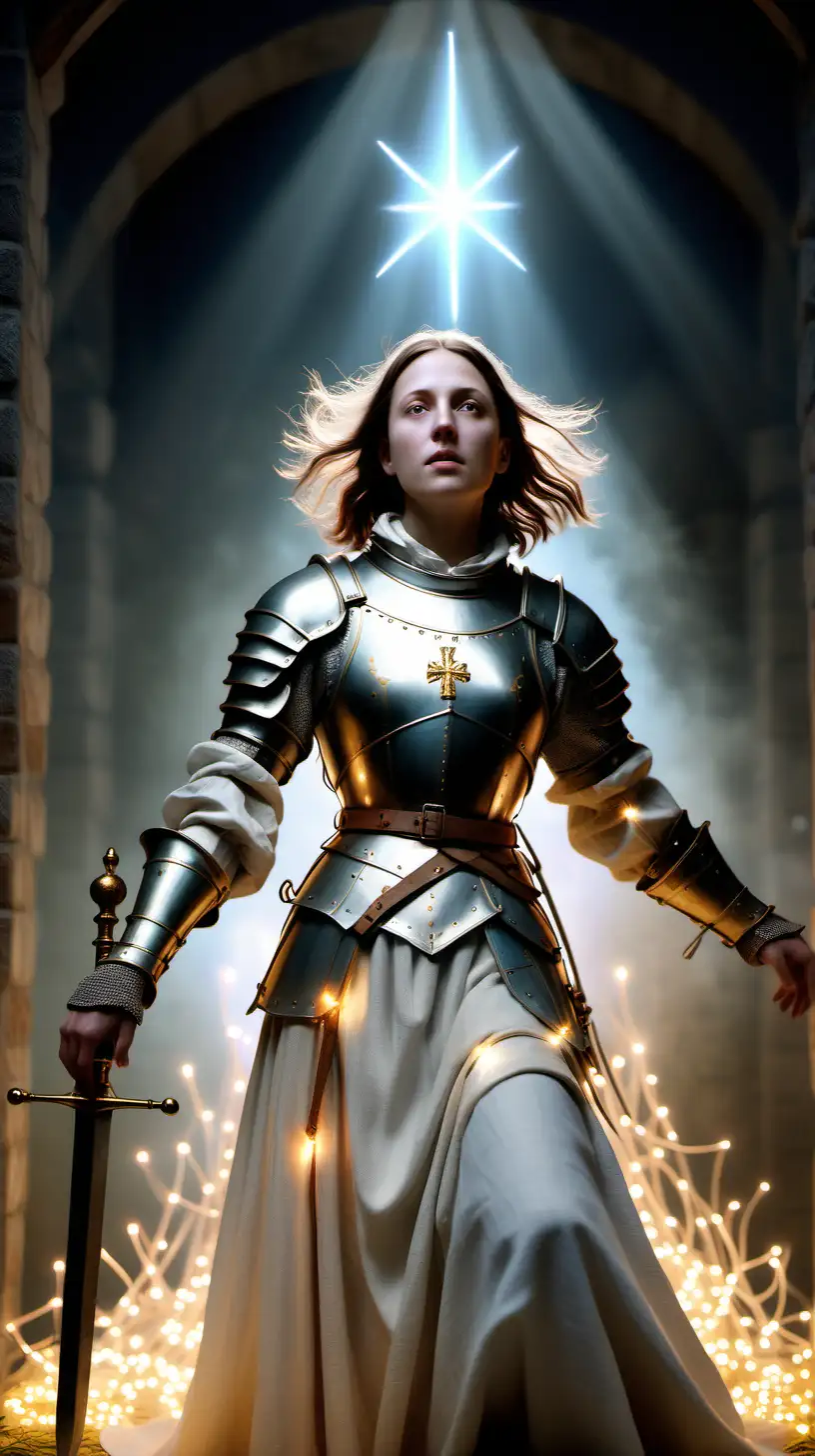 Ethereal Depiction of Joan of Arc in Divine Illumination