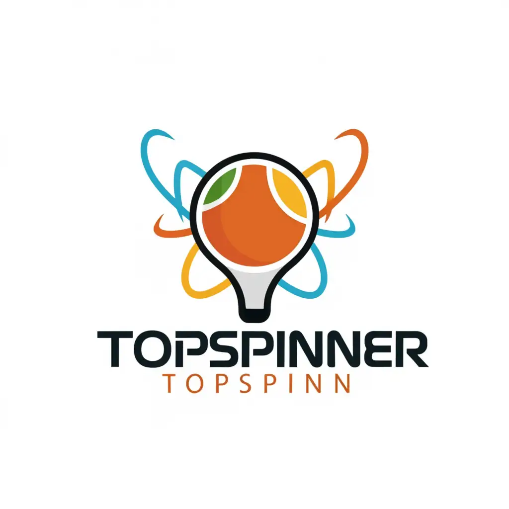 a logo design,with the text "TT-TopSpinner", main symbol:Table tennis
Topspin
Crazy
,complex,be used in Sports Fitness industry,clear background