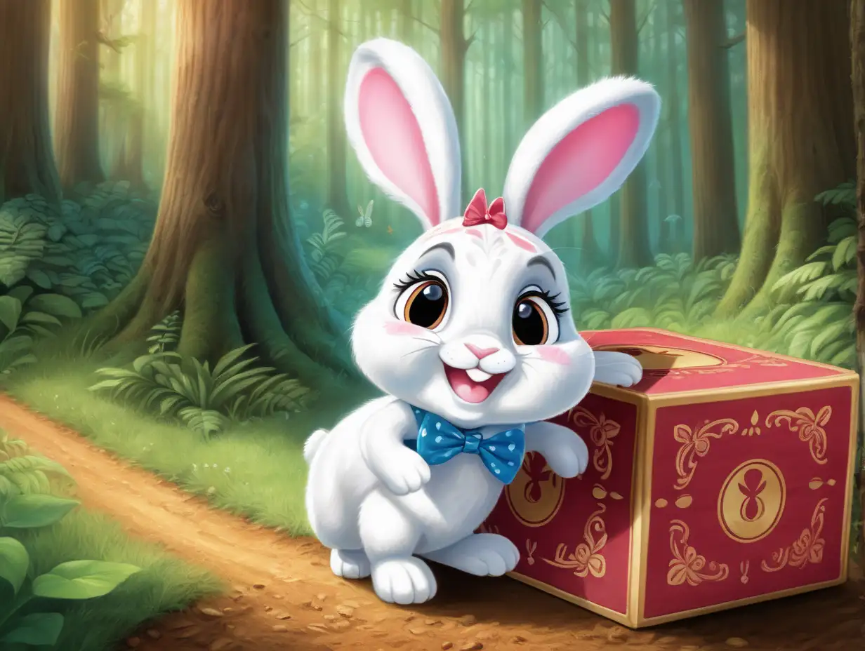 Cheerful Rabbit Coco Discovers Shiny Treasure in the Forest