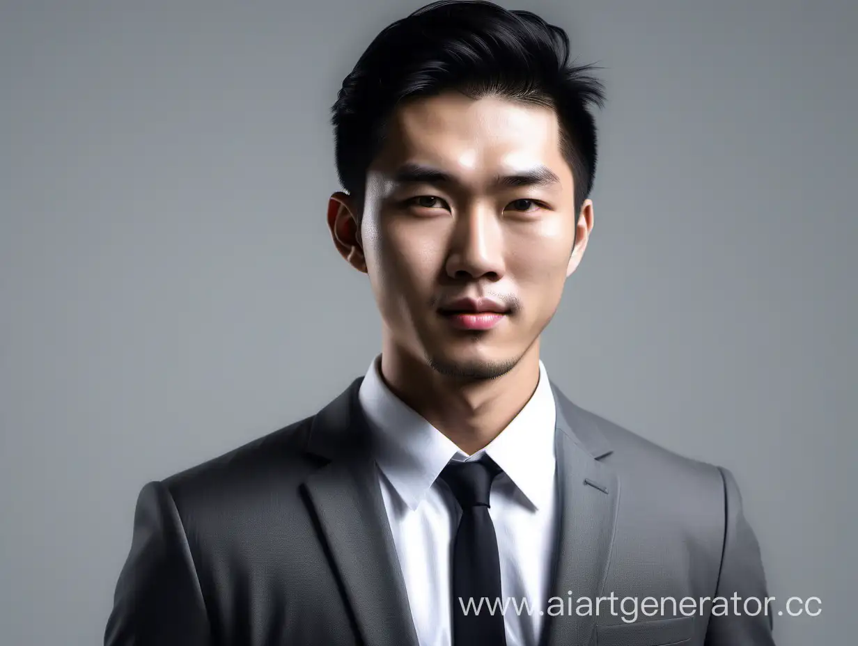 Realistic  photo a handsome Asian man