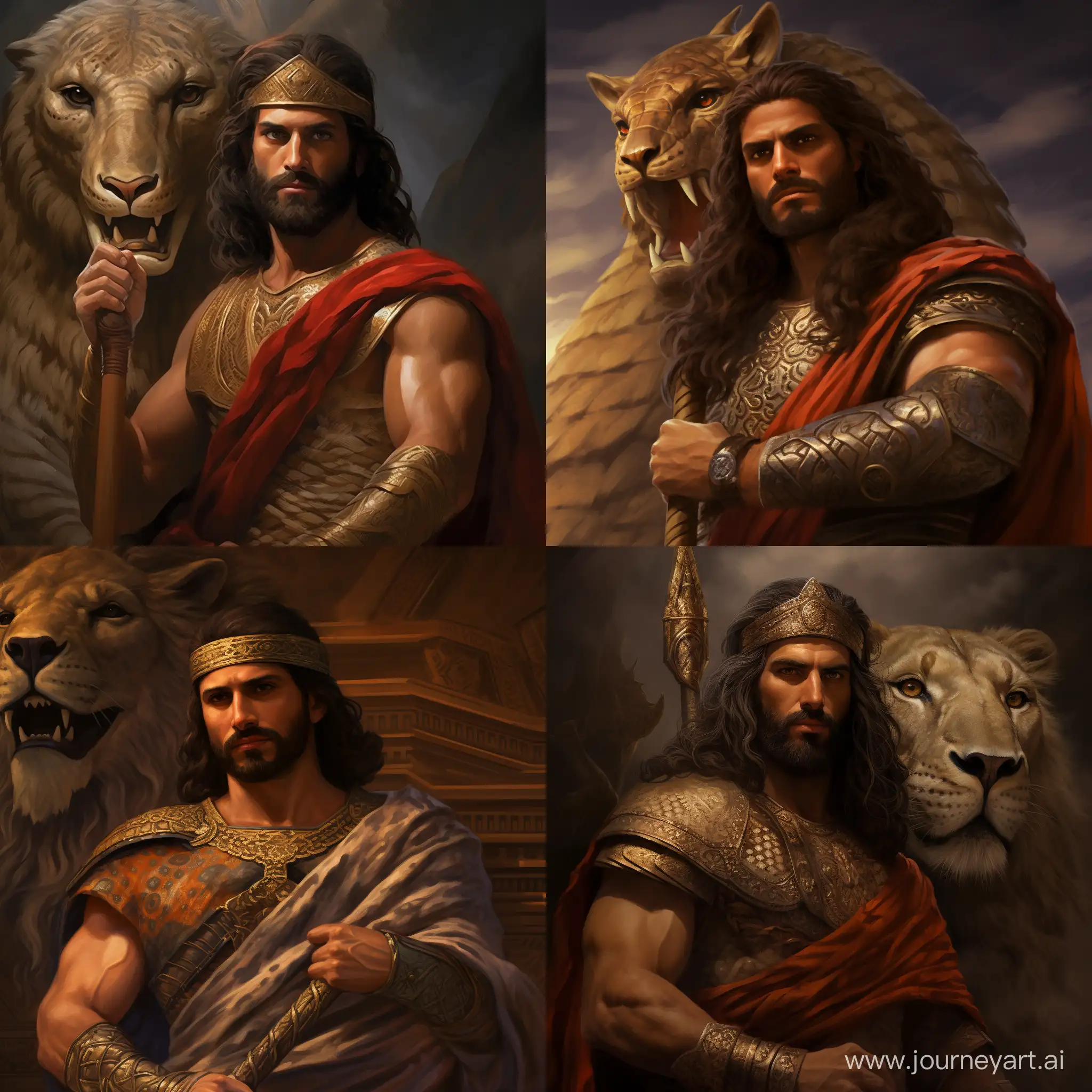 Achaemenid-King-Portrait-Holding-Serpent-Ancient-Persian-Ruler-Art