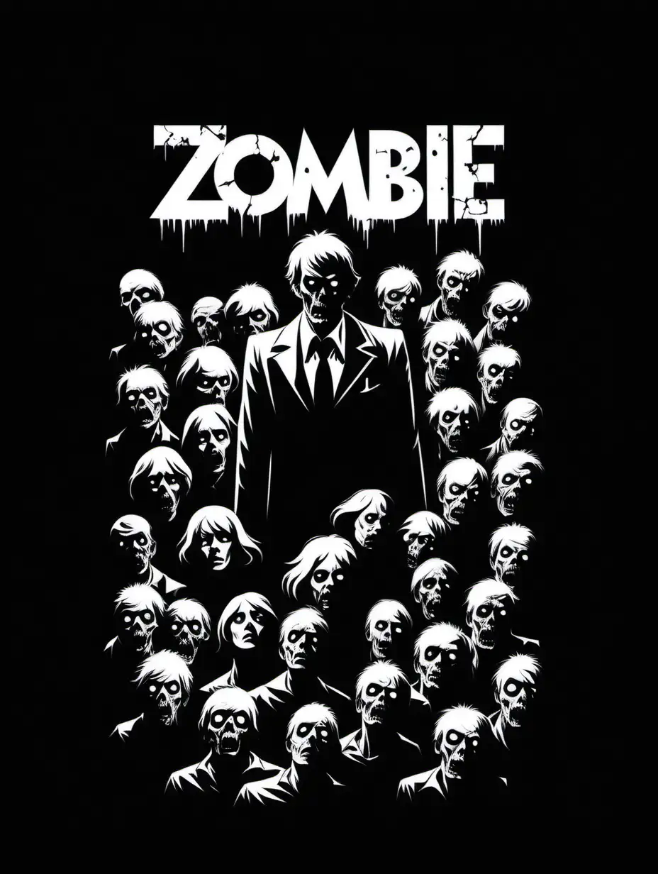 1970s Zombie Movie Poster Minimalist Black and White Stencil Art