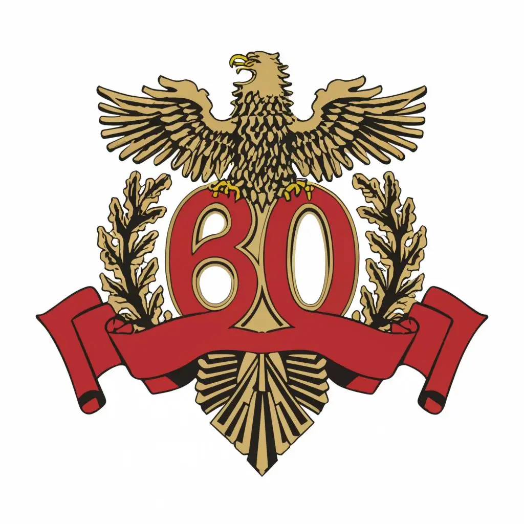 a logo design,with the text "80-VJETORIT OF ALBANIA'S CLEANING", main symbol:a logo with a central emblem featuring the number "80" intertwined with a stylized double headed eagle, symbolizing the strength and resilience of Albania. Below the emblem, a banner unfurls with the words "80th Anniversary of Liberation" in a bold, elegant font. In the background, a depiction of the Albanian flag waves proudly, with rays of sunlight breaking through clouds, representing the dawn of freedom. Surrounding the emblem, silhouettes of iconic landmarks add depth and context to the design.,Moderate,clear background