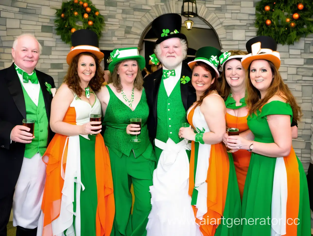 Irish-Ball-Celebration-with-Guests-in-Green-White-and-Orange-Attire