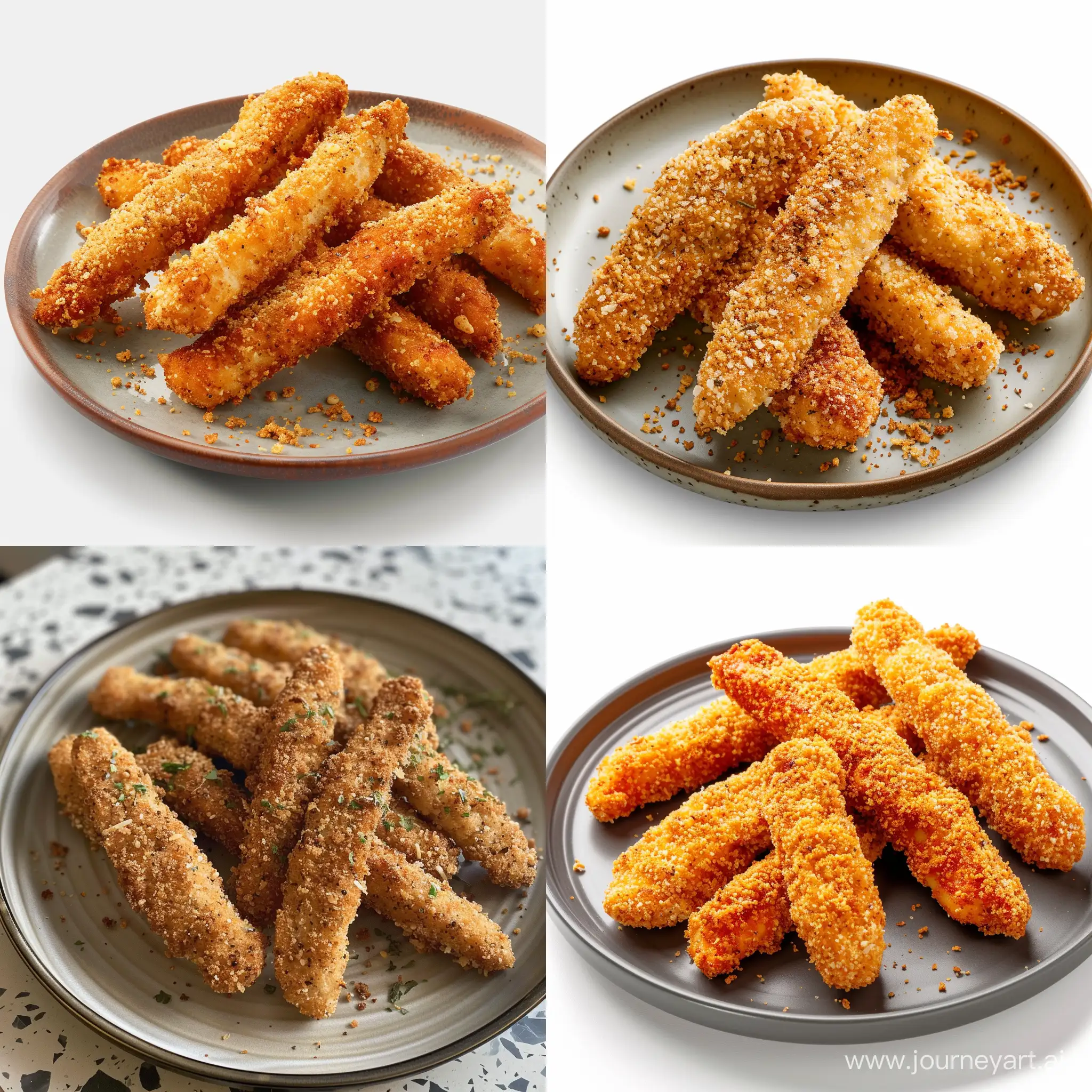 Golden-Crispy-Chicken-Sticks-on-Plate-Professional-Photography-Perspective