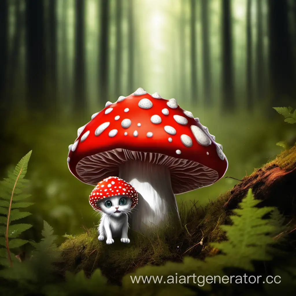 Adorable-Kitten-Explores-Enchanted-Fly-Agaric-Forest