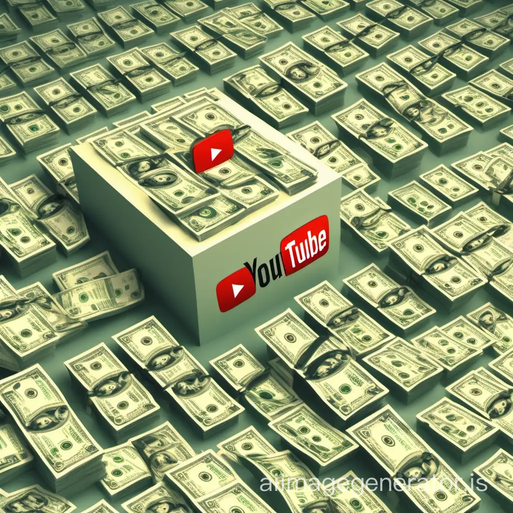 Create an image that illustrates generating online money from YouTube 