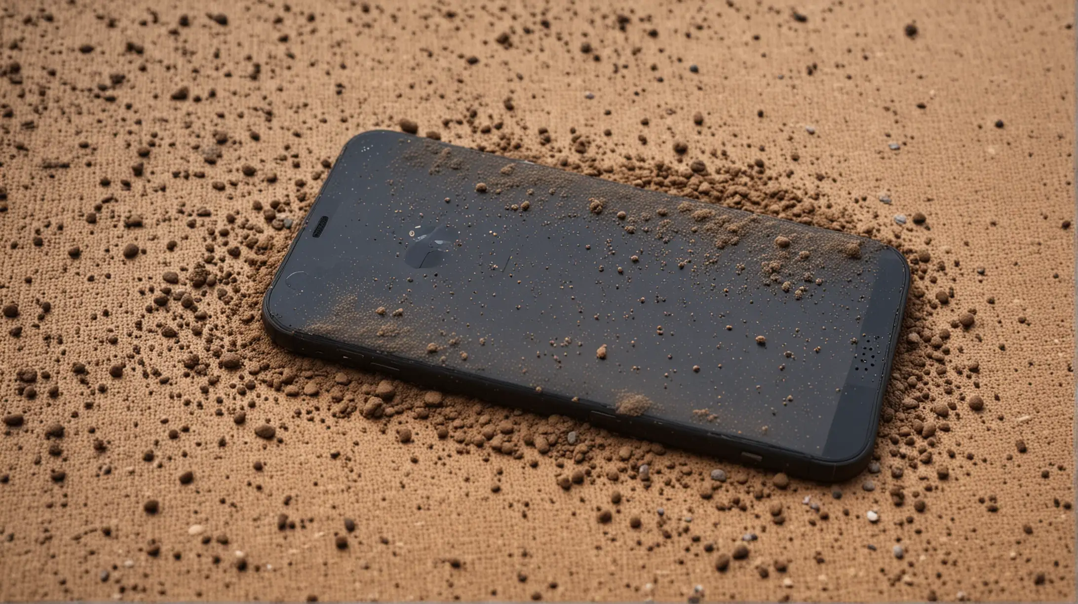 Phone Covered in Dust and Dirt Neglected Smartphone Accumulating Grime