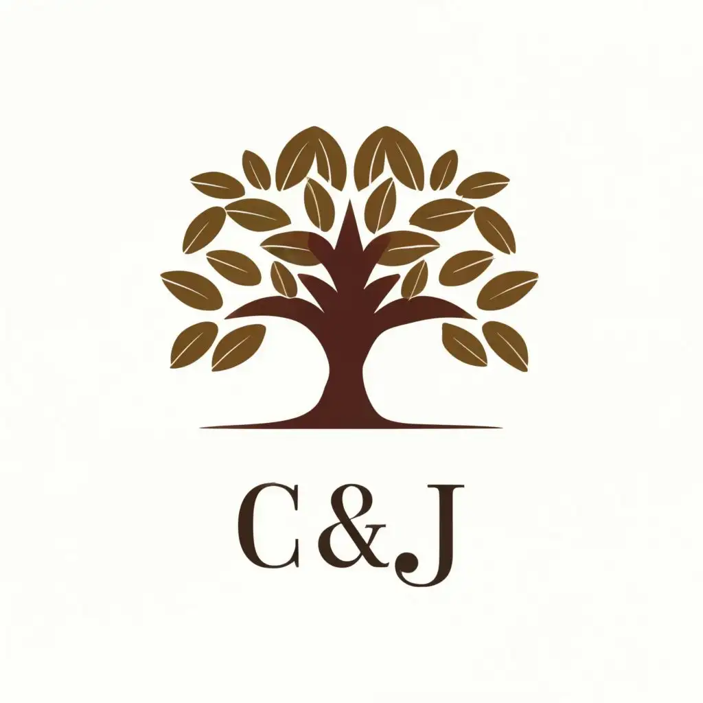 logo, Tree of life, with the text "C & J", typography