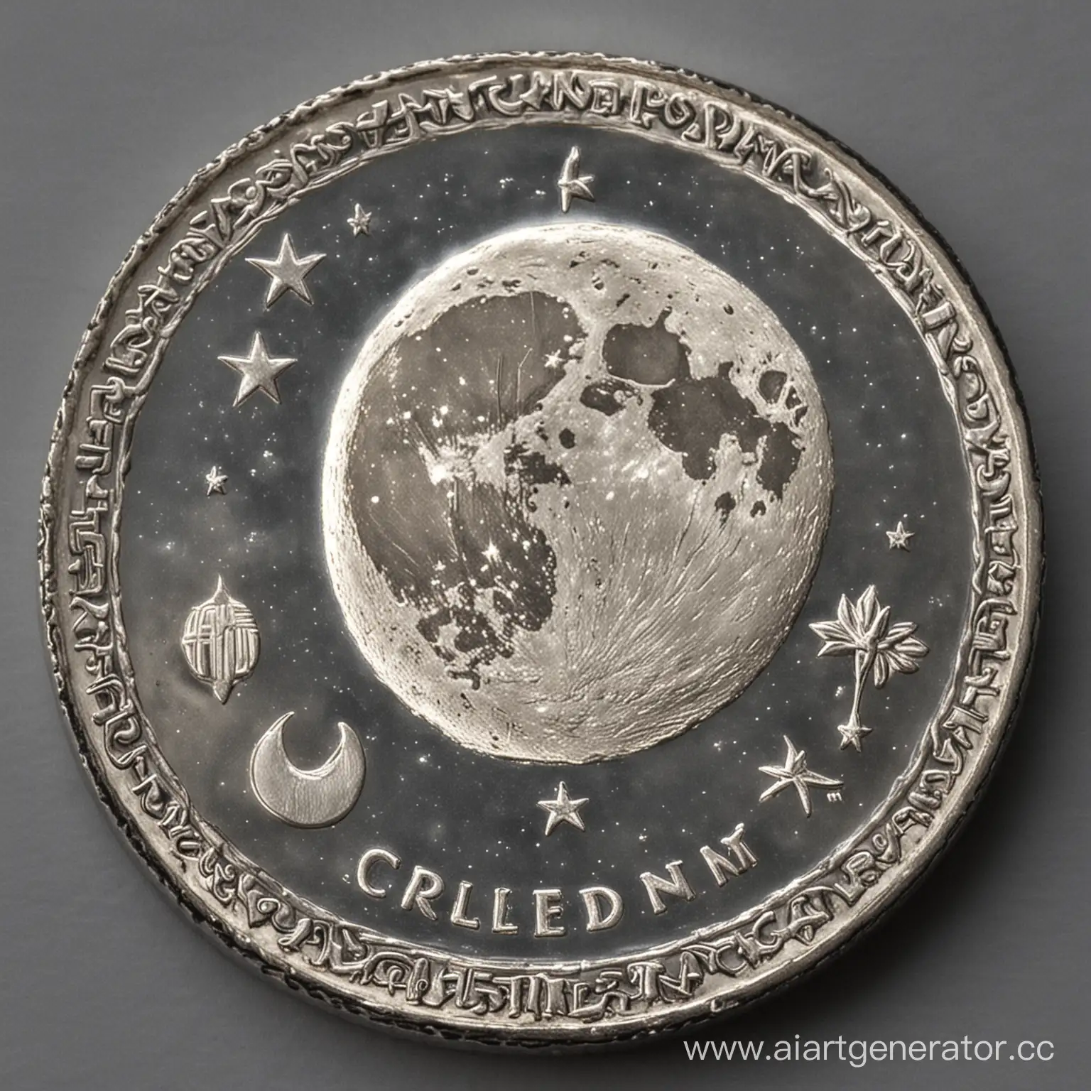 Серебряная монета с луной