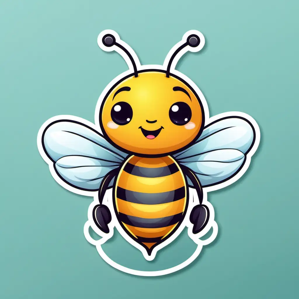 Adorable Cartoon Bee Sticker with Vibrant Colors and Playful Design
