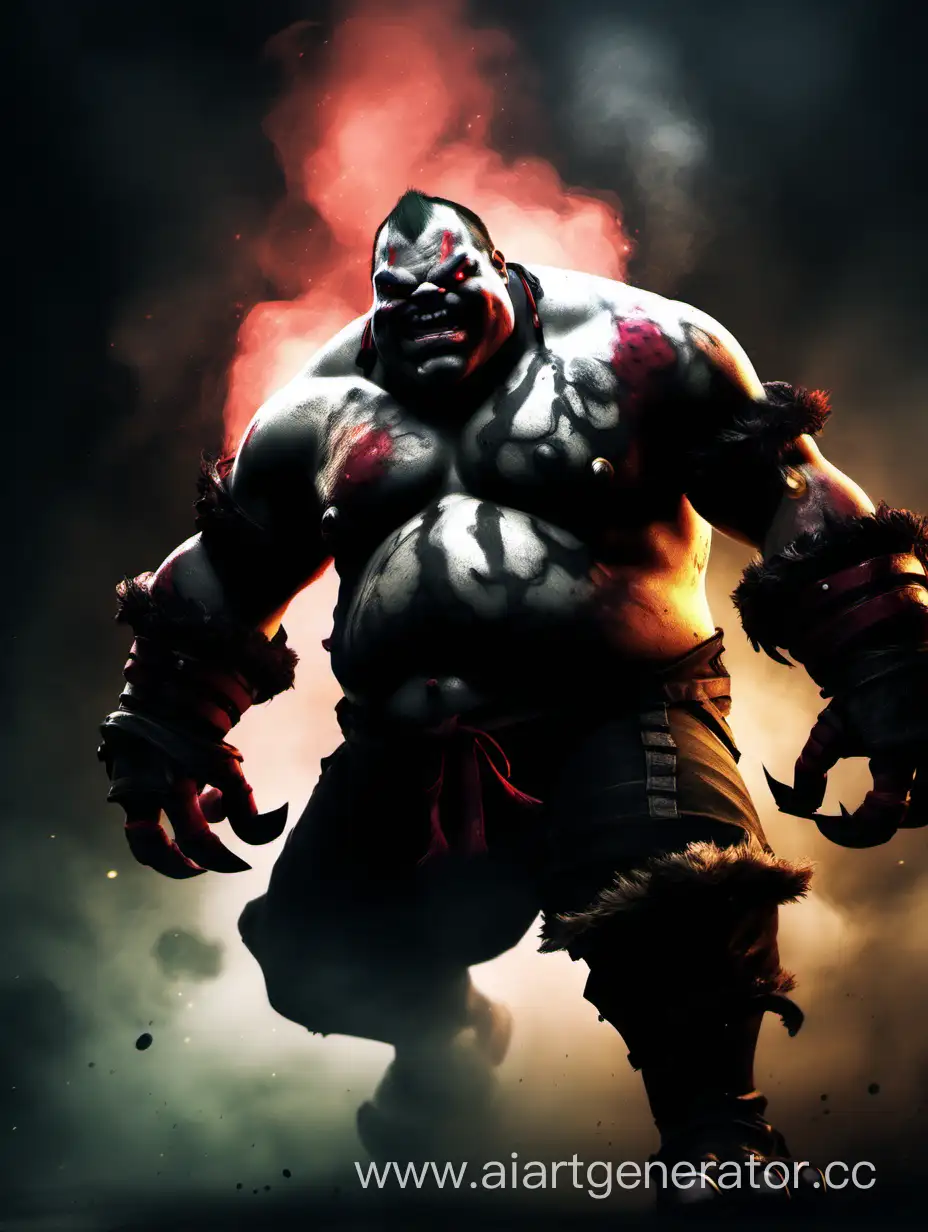 Pudge from dota2 in black smoke full hd 4k