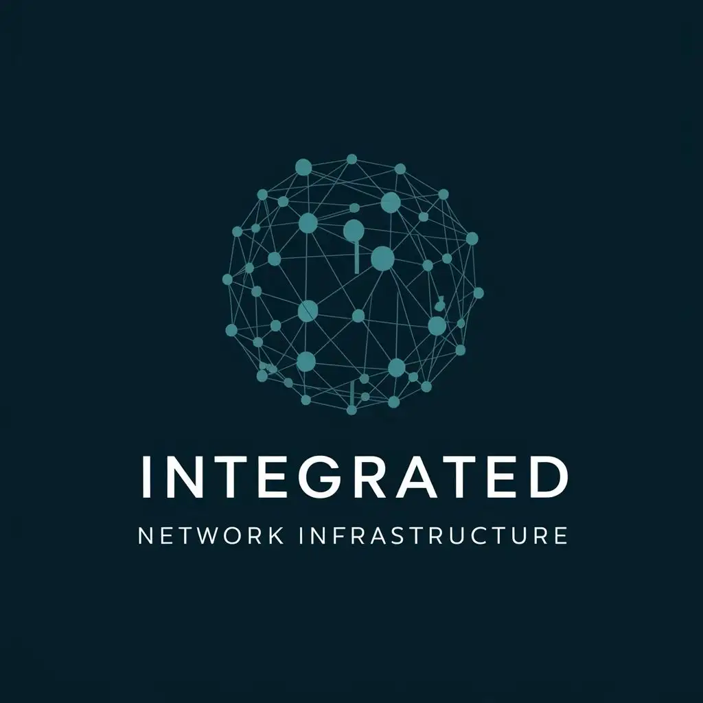 logo, network, with the text "integrated network infrastructure", typography, be used in Technology industry