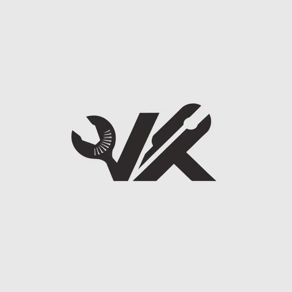 a logo design,with the text "VK", main symbol:Technician Repair,Minimalistic,clear background