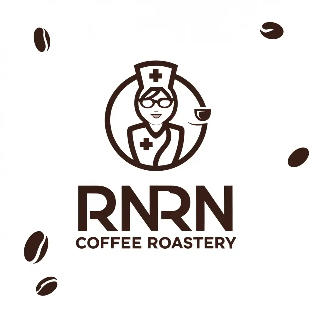 LOGO-Design-For-RN-Coffee-Roastery-Nurse-Emblem-with-Coffee-Bean-in-Minimalistic-Style