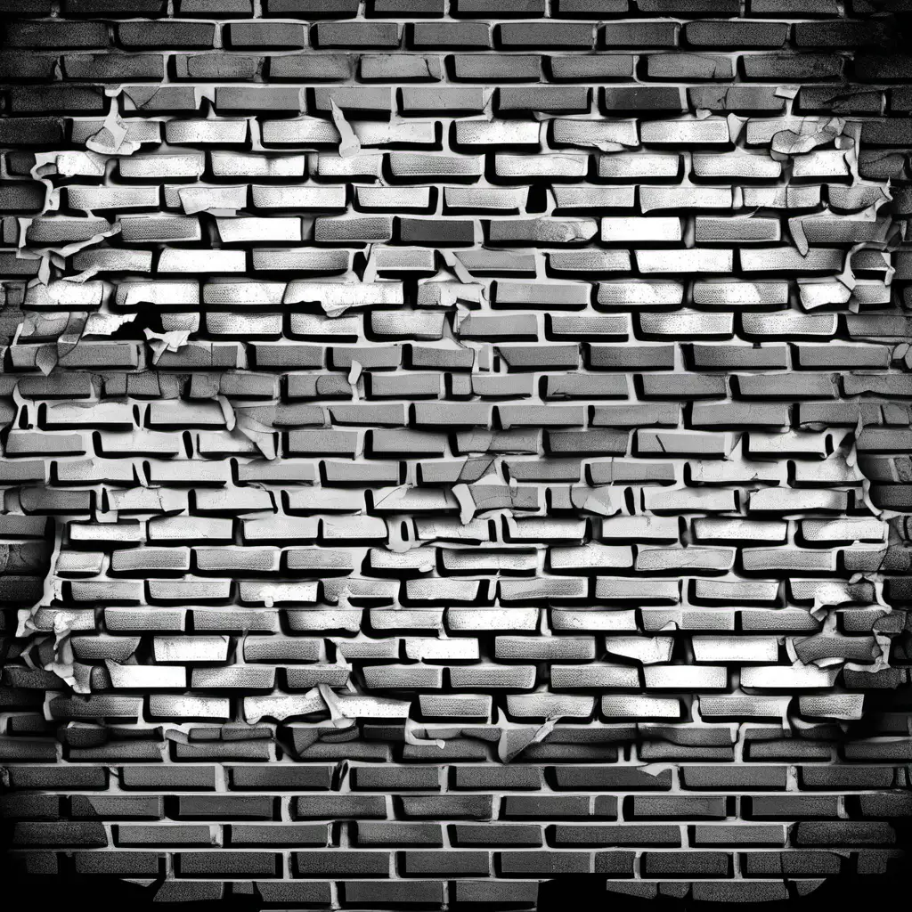 Urban Decay TShirt Design Featuring Broken Brick Wall in Monochrome