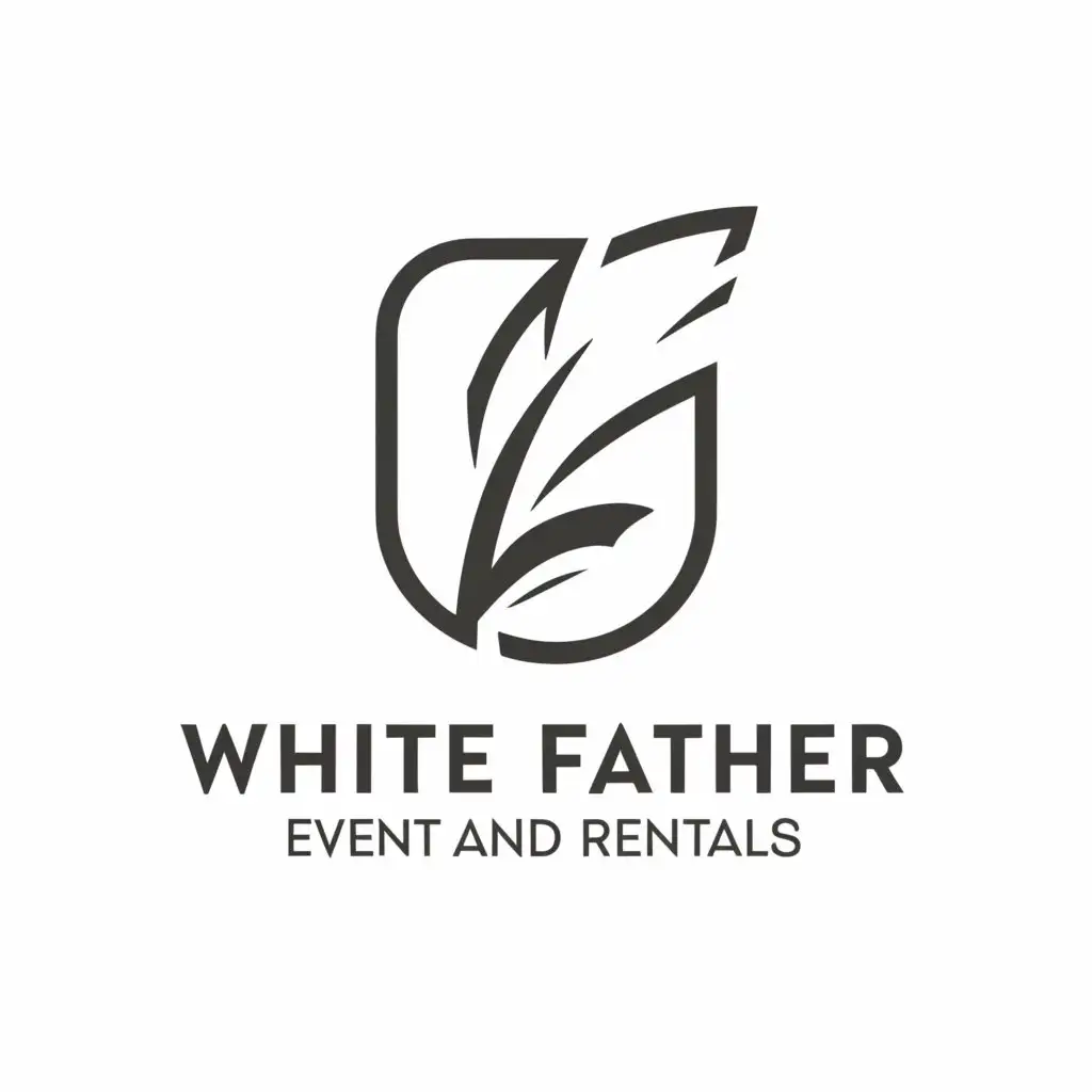 a logo design,with the text "WHITEFREATHER EVENT AND RENTALS", main symbol:A WHITE FEATHER,Minimalistic,be used in Events industry,clear background