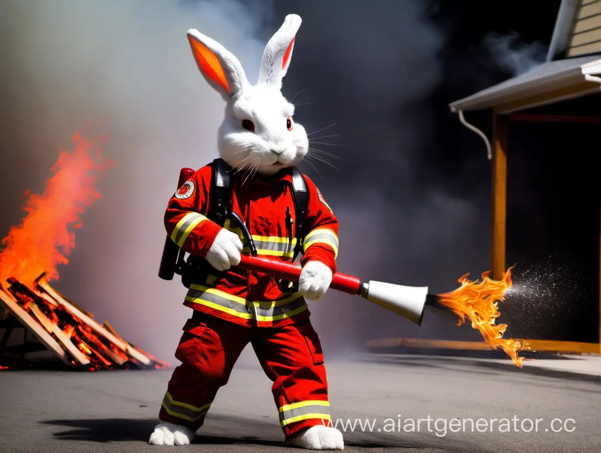 кролик-мчсник тушит пожар