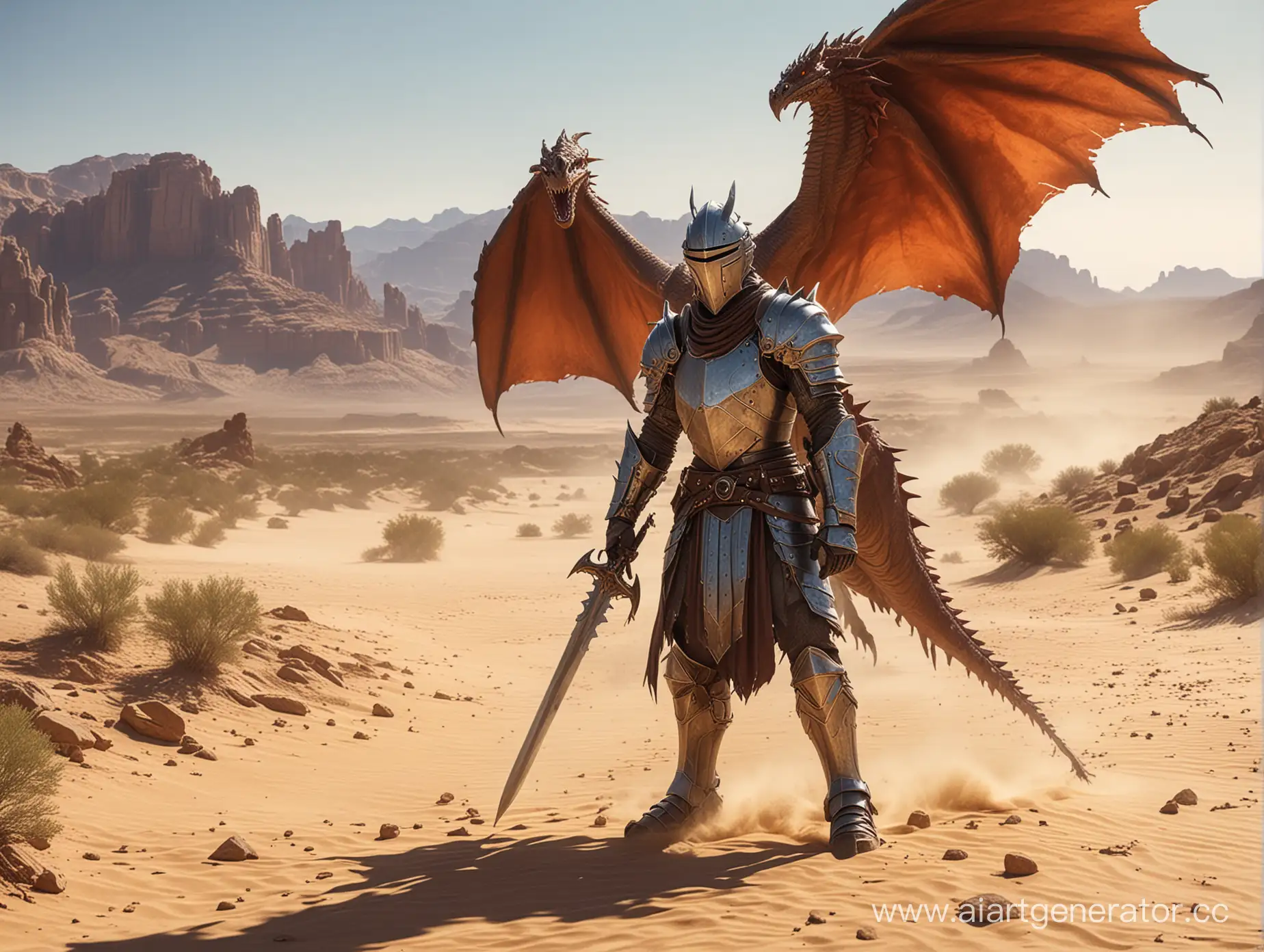 Epic-Battle-Knight-vs-Dragon-in-the-Desert-Canyons