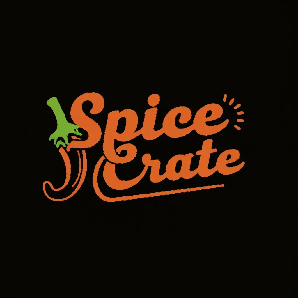 logo, chilli, with the text "spice crate", typography