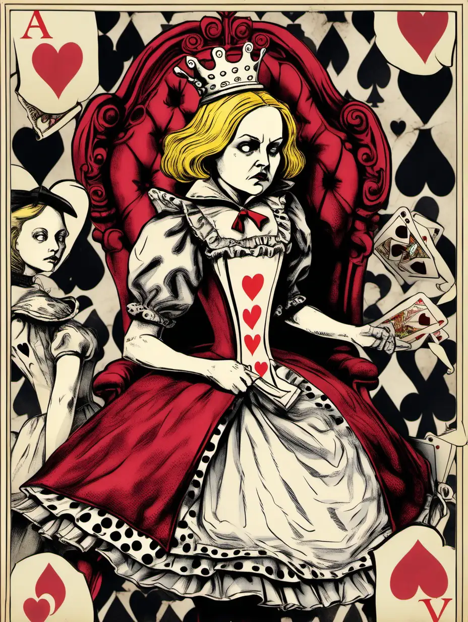 Alice is put on trial by the Queen of Hearts for crimes she didn't commit. The Queen's absurd demands and temper tantrums only add to Alice's confusion and frustration.