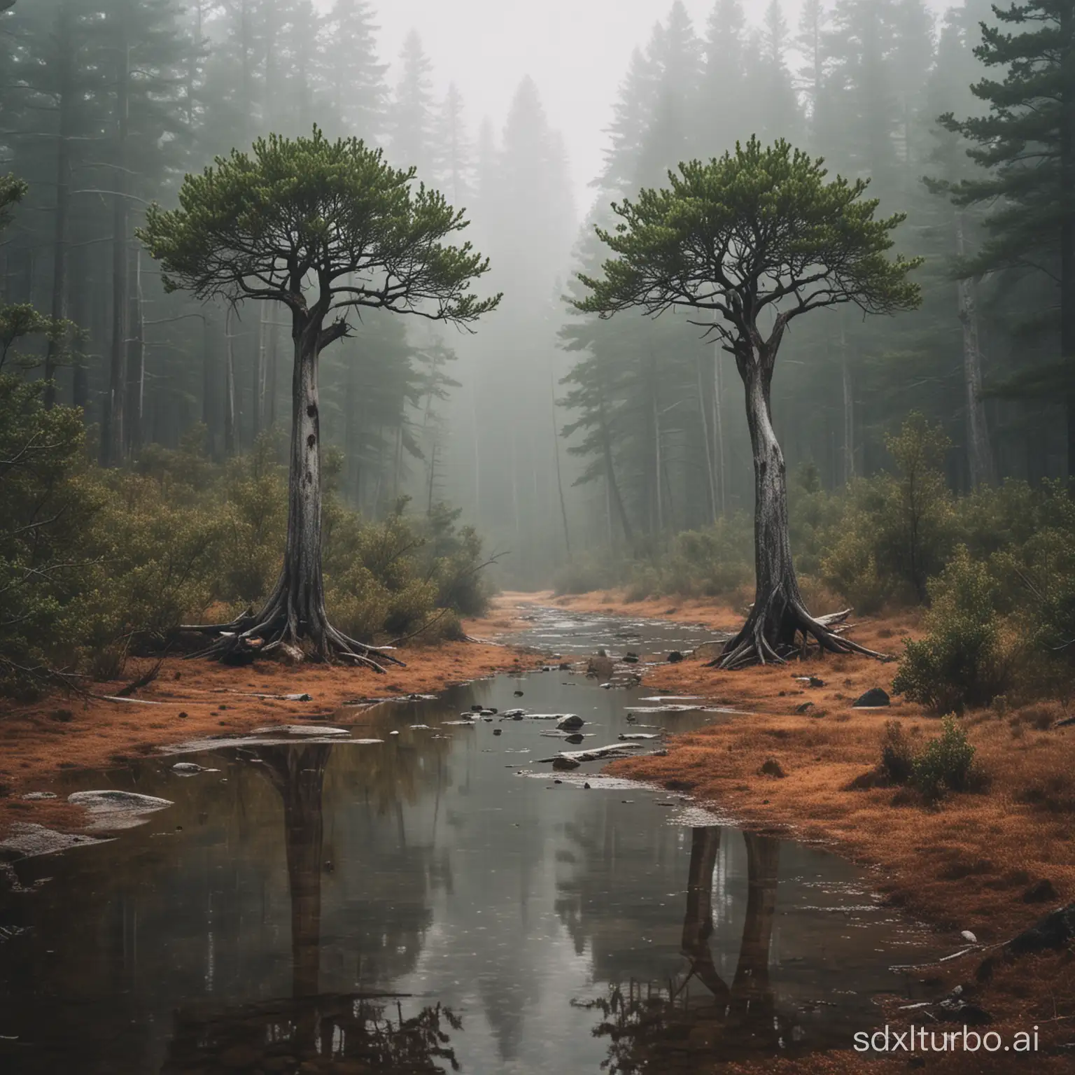 Twin trees in the wilderness