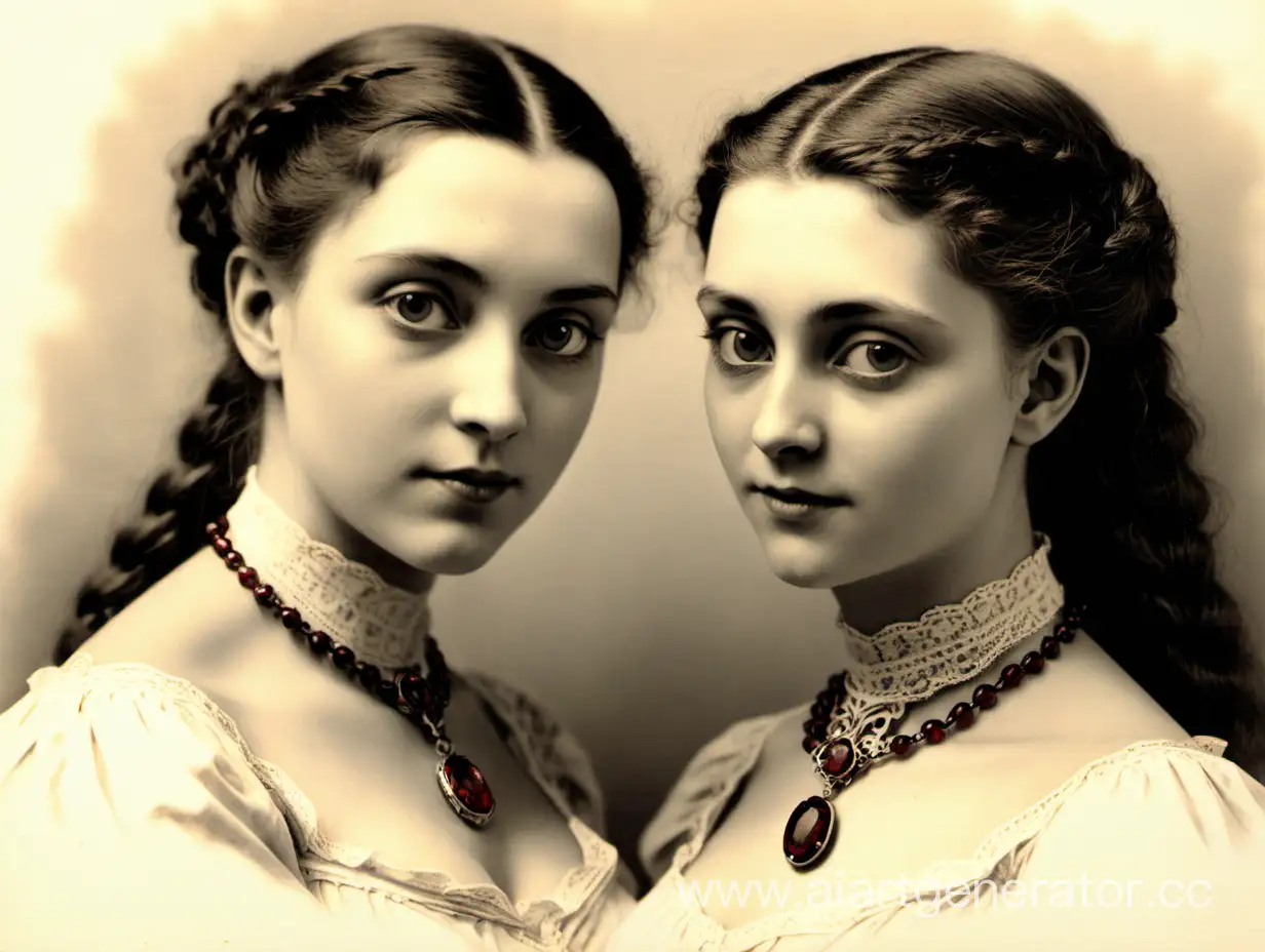 Anna-and-Vera-Embrace-in-Romantic-Encounter-The-Garnet-Bracelet-Inspired-Art