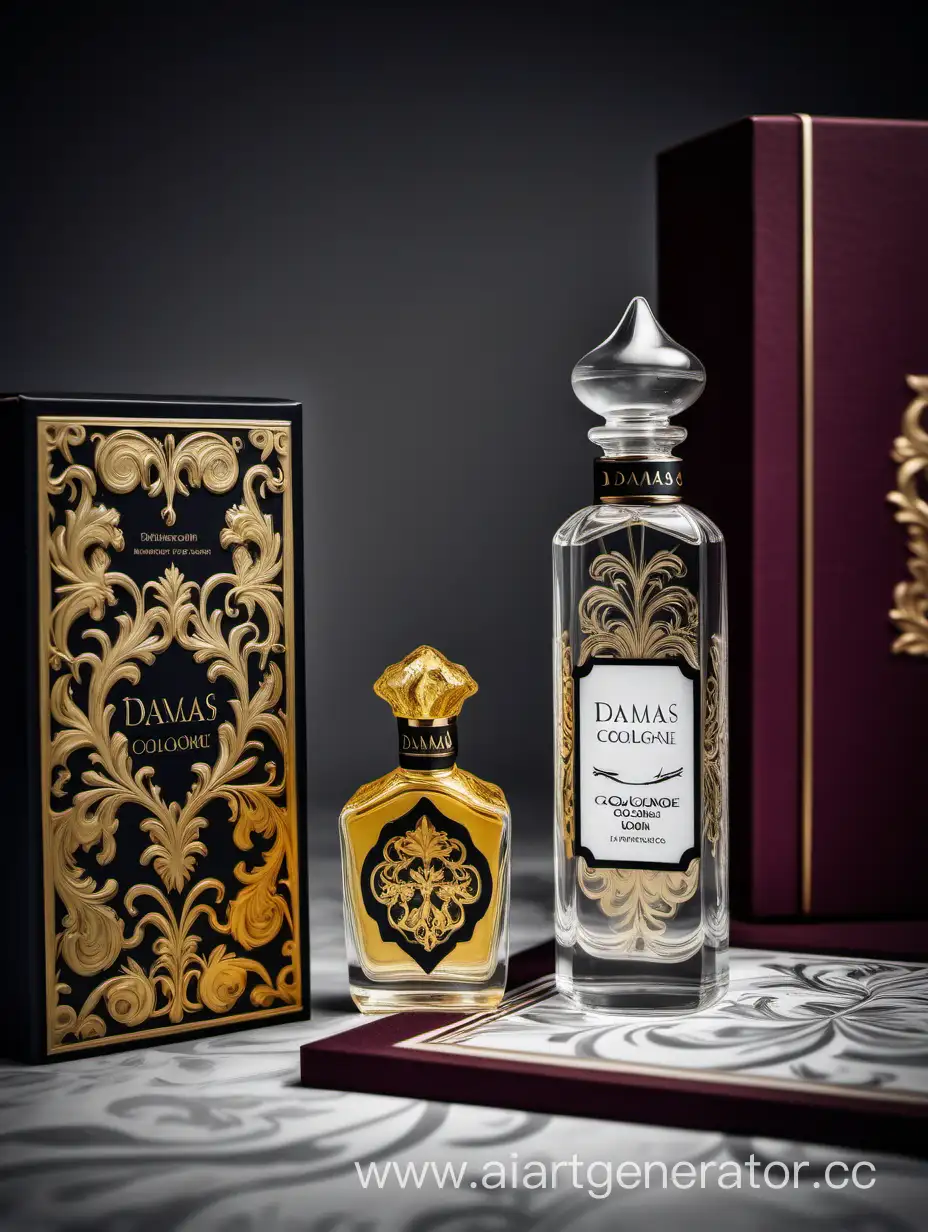 a bottle of damas cologne sitting next to a box, a flemish Baroque by Demetrios Farmakopoulos, instagram contest winner, dau-al-set, dynamic composition, contest winner, feminine