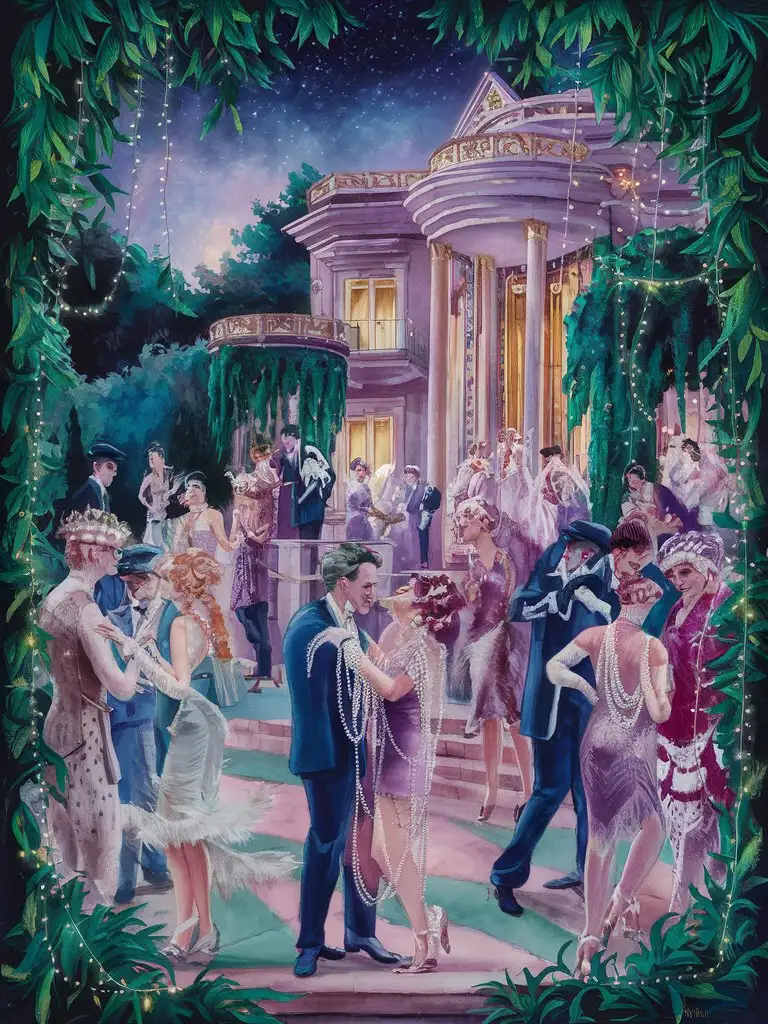 Art Deco Great Gatsby Outdoor Party Painting