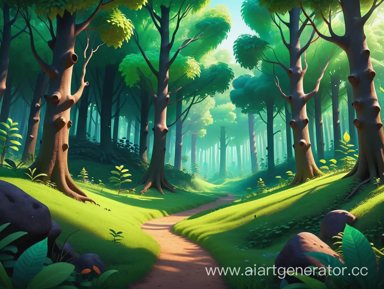 green forest background for kids animation