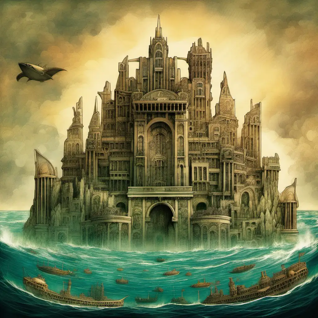 Underwater City of Atlantis Artwork for Pub Decor