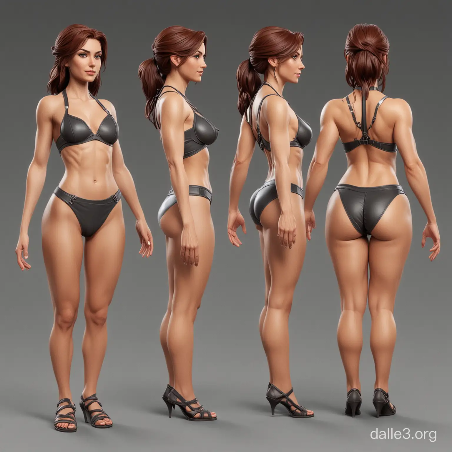 "female stylized character reference sheet" front back side for 3D modeling