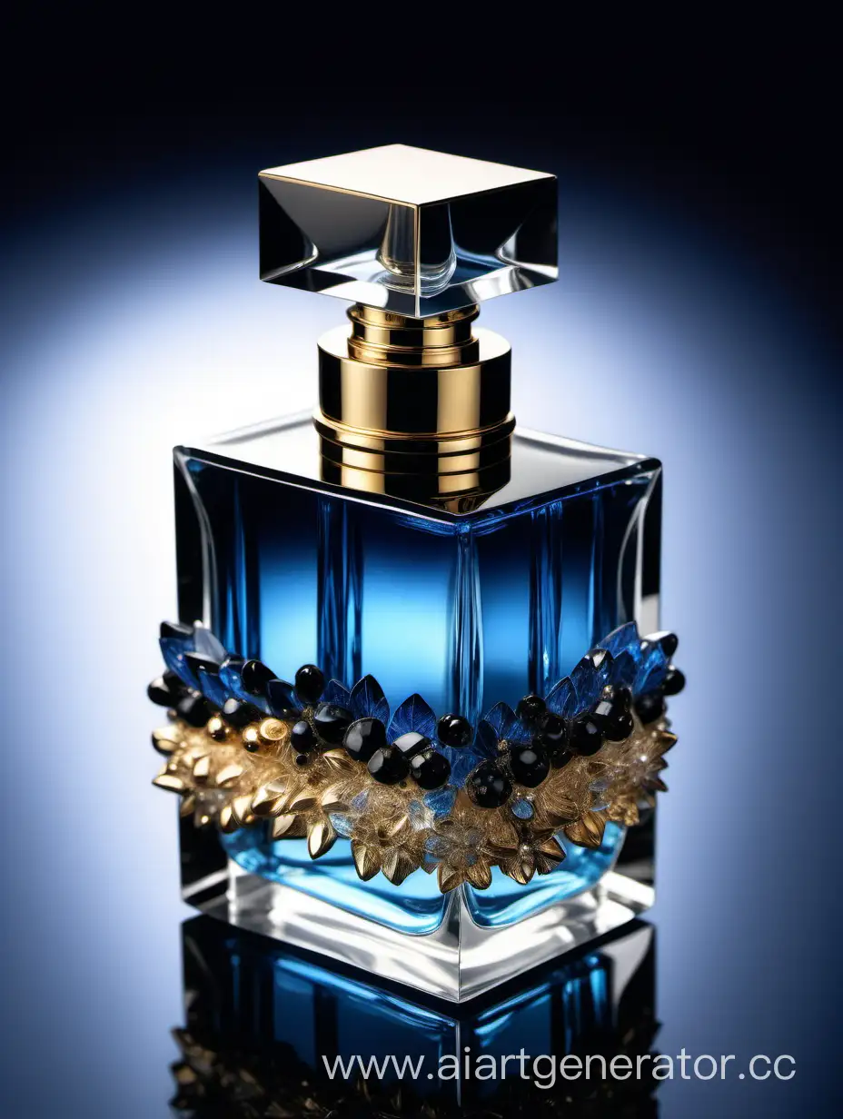 Exquisite-Crystal-Clear-Perfume-Bottle-in-Blue-Black-and-Gold