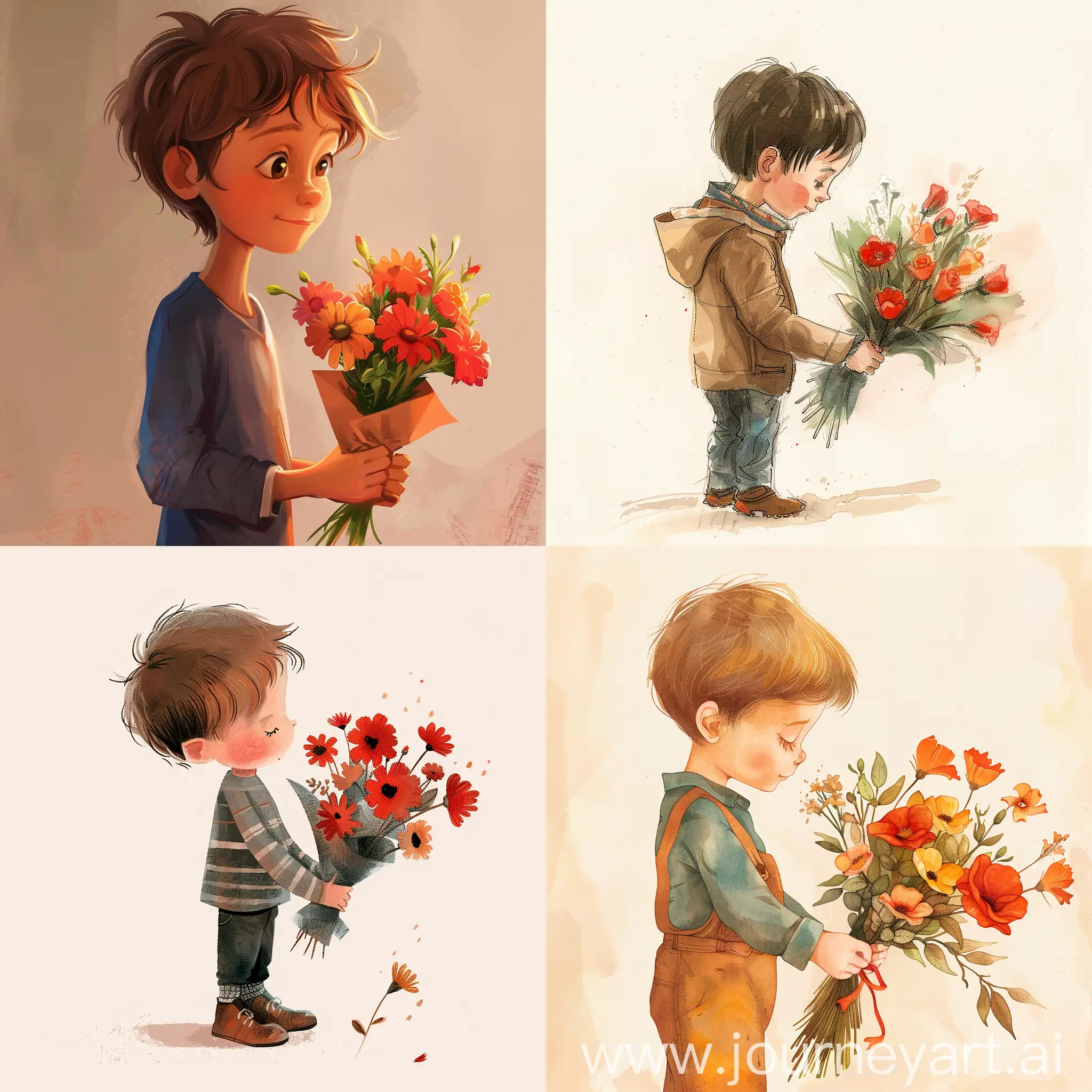 Young-Boy-Sending-Flowers-Heartwarming-Gesture-Captured-in-AI-Art
