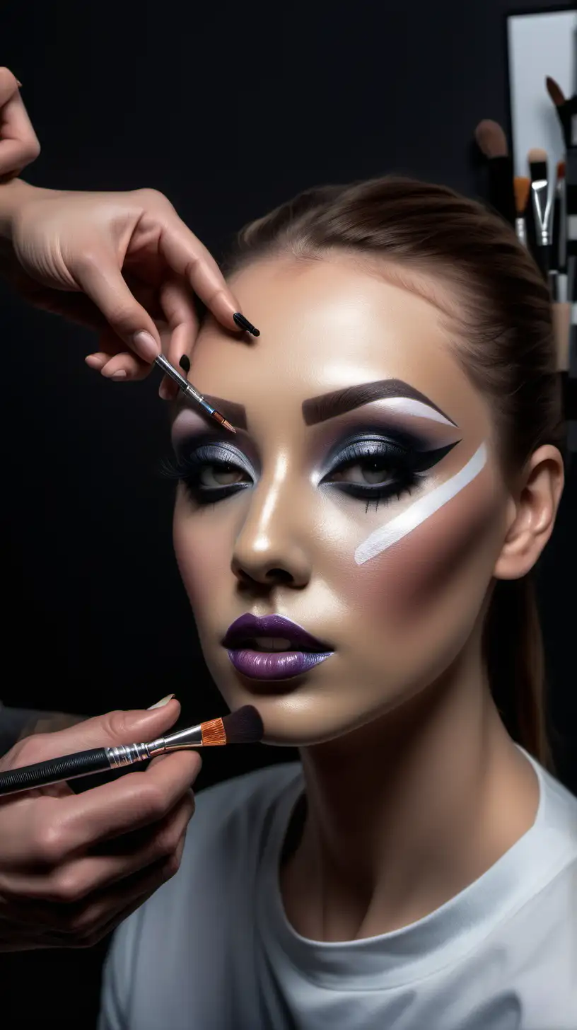 Hyper Realistic Makeup Artist in Action Ultra Detailed Photography