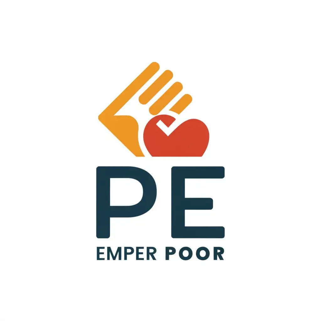 a logo design,with the text "PE", main symbol:HELPING POOR,Moderate,clear background