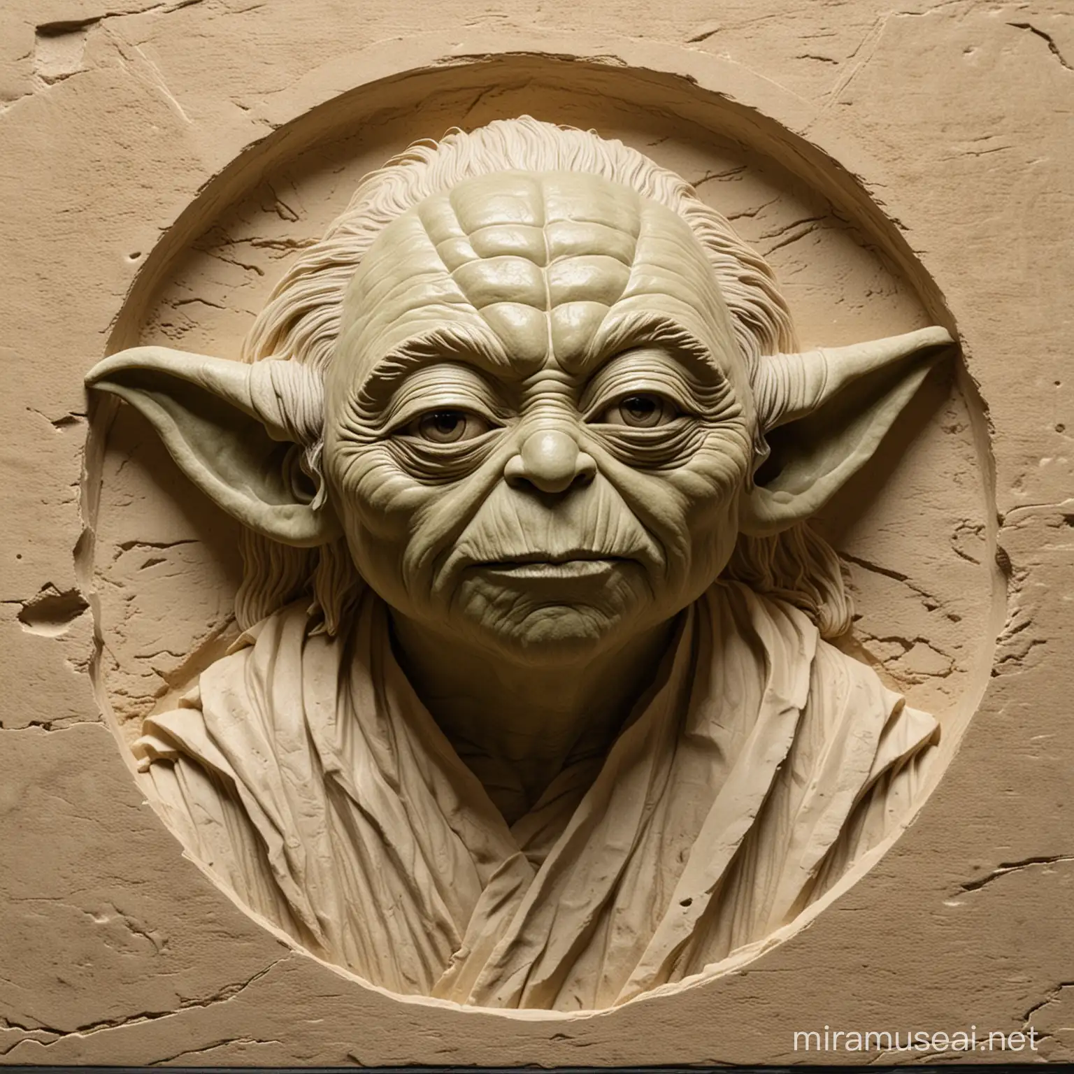 Yoda Bas Relief Sculpture with Minimal Shadows