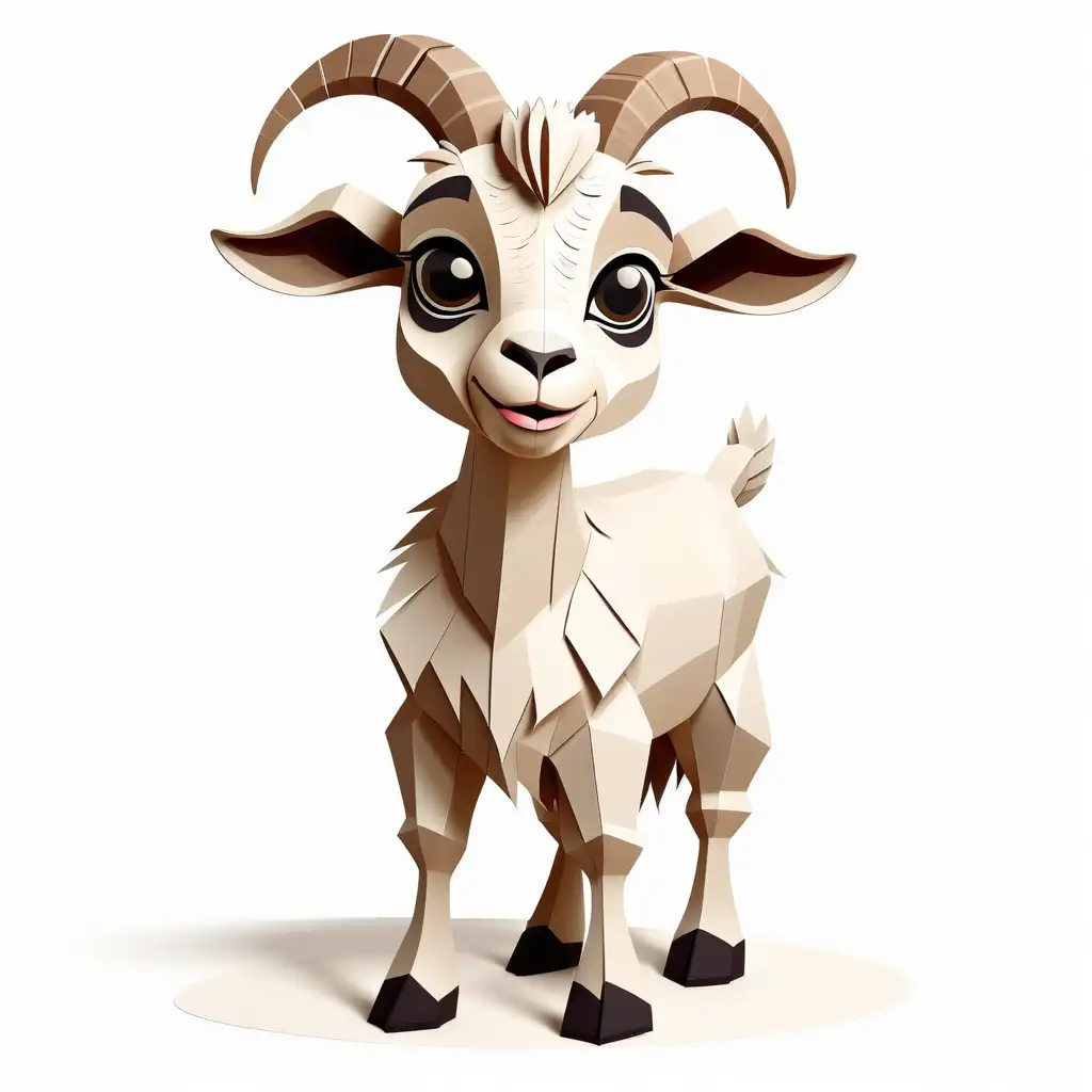 Adorable Paper Cutout Goat Clipart on White Background