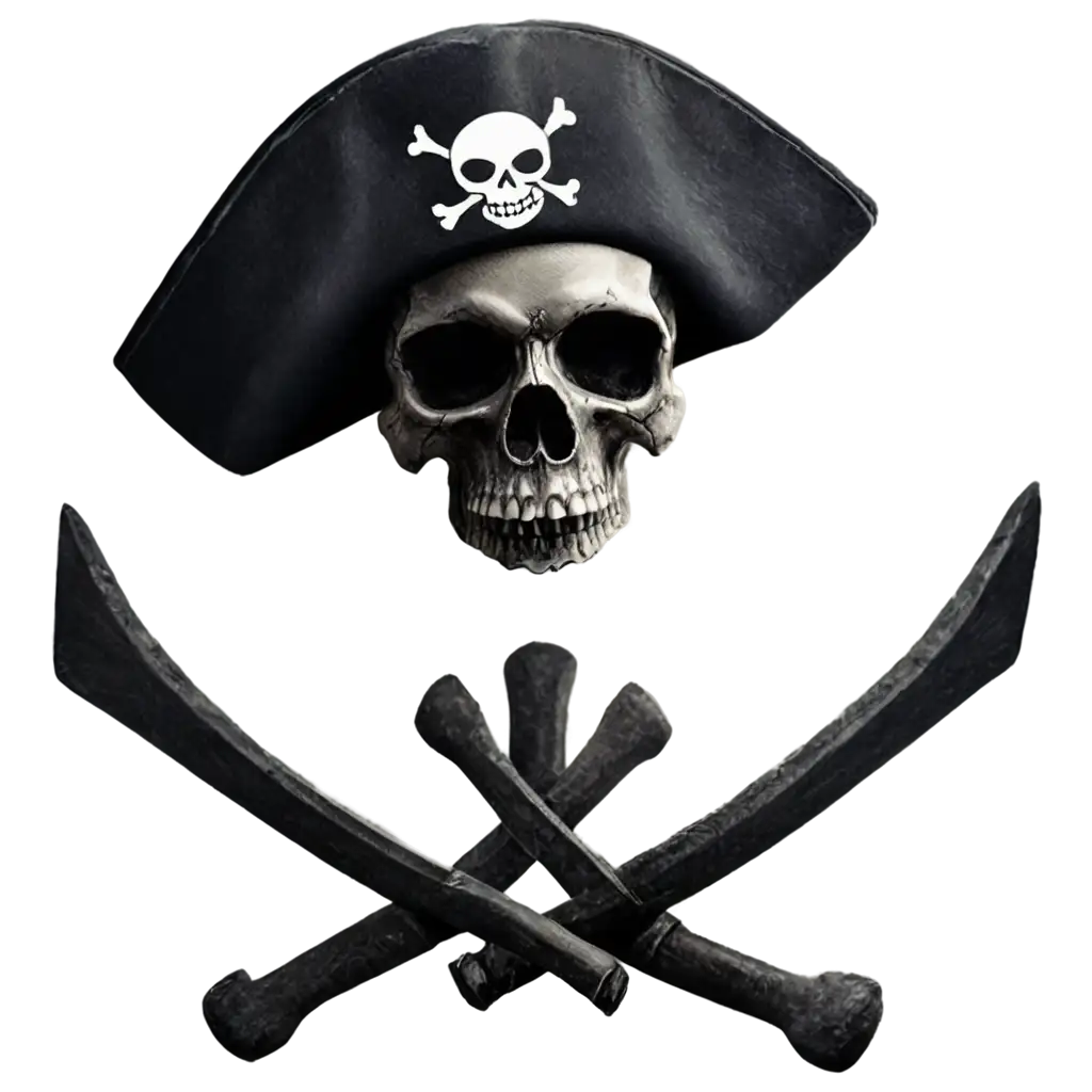 skull and crossbones, dirty, pirate hat, dark background
